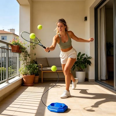 Tennis Trainingssysteem - Rebounder Set - Ritme Verbetering - Stabiele Basis - Compact Ontwerp - Zwart