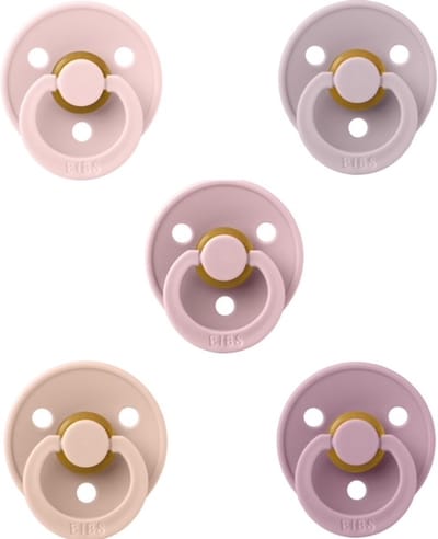 Bibs fopspenen 0-6 maand set 5 stuks Pink Plum,Blush,Dusky Lilac,Blossom en Heather maat 1