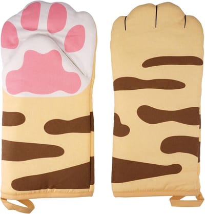 Ovenhandschoenen hittebestendig-ovenhandschoenen-1 paar ovenhandschoenen - Zachte katoenen voering - Geïsoleerde katoenen ovenhandschoenen geschikt voor koken, grillen, bakken en braden - Geel - 31x15 cm