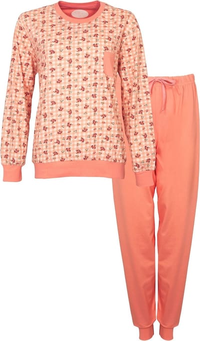 Tenderness Dames Pyjama - Katoen - Licht Oranje - Maat L