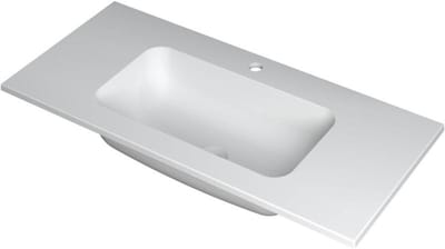 INK Faktor Wastafel Polystone Midden met 1 Kraangat - 1000x450x15 mm - Mat Wit