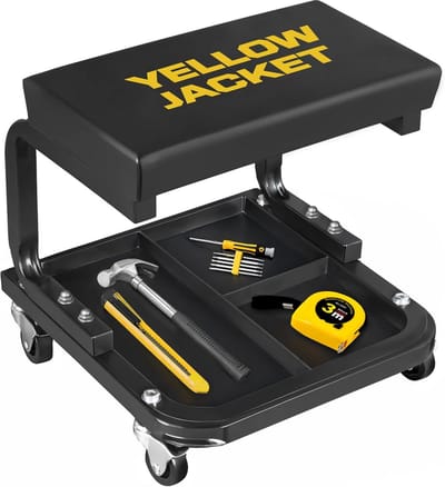 Verstelbare Rolkruk met Wielen en Gereedschapslade – Monteurskruk voor Garage en Werkplaats