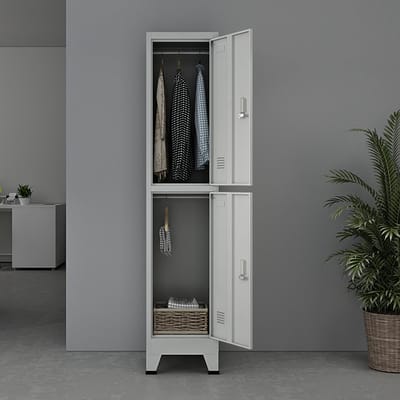 Lockerkast Joroinen 180x38x45 cm staal met 2 deuren grijs