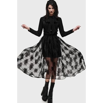 Killstar - Gothic Midirok - What Darkness Returns - Insecta Midi Skirt - XS tot 4XL - voor Vrouwen - zwart