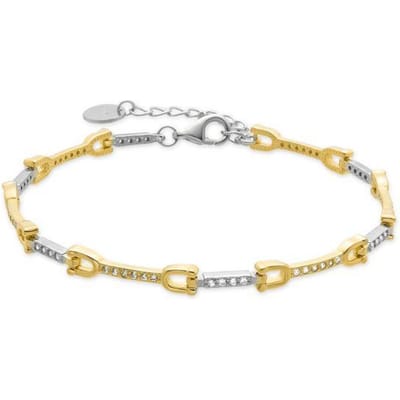 Luxenter 925 sterling zilveren armband met glanzende zirkonia afgewerkt in 18k geelgoud - Azhla