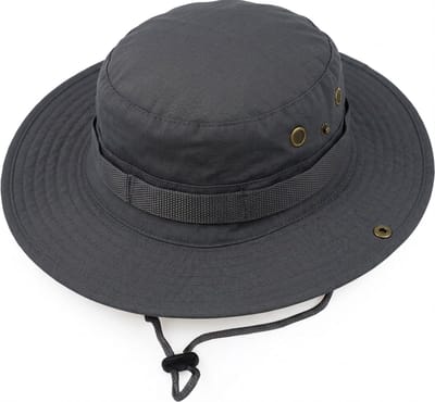 RAMBUX® Bucket Hat - Zonnehoed Heren en Dames - Antraciet - Safarihoed - Vissershoedje - Verstelbaar - Katoen - Opvouwbaar - Zonwerend - 58-61 cm