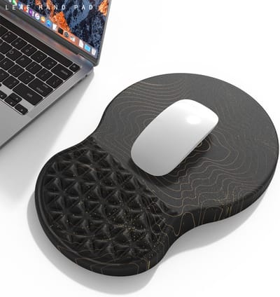 Ergonomische muismat met polssteun en antislip basis - Pijnstillende bureau muismat in zwart-goud