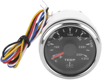 Watertemperatuurmeter, Universeel 52 Mm Watertemperatuur-temperatuurindicatormeter IP67 Waterdicht 1600‑22Ω Wijzer Watertemperatuur-temperatuurmeter voor Boten, Campers(zwart) Andere instrumenten