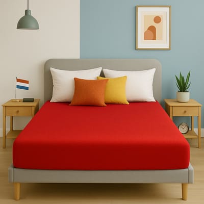 Saphira ESSENTIALS Badstof Hoeslaken – Rood – 90x200 cm – 30 cm Matrashoogte – 80% Katoen / 20% Polyester – 360° Rondom Elastiek – Luxe Comfort & Perfecte Pasvorm