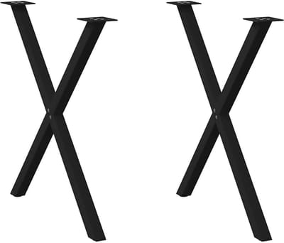 X-vormige Eettafelpoten Set van 2 Zwarte Stalen Onderstel