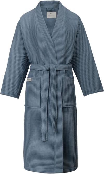 L&G - Unisex Sauna Badjas - 100% Katoen Wafel Badjas - XL - Blue - Katoen wafel - Kimono - Wafel Badjas dames - Badjas heren - Badjas dames en heren