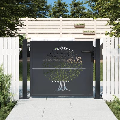 vidaXL - Poort - 100x75 - cm - met - boomontwerp - staal - antracietkleurig