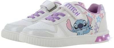 Lilo & Stitch - Schoenen voor meisjes met lichtjes - Stitch Sneakers voor kinderen met klittenband - Lichtgevende kindersneaker - Maat 24 - Wit