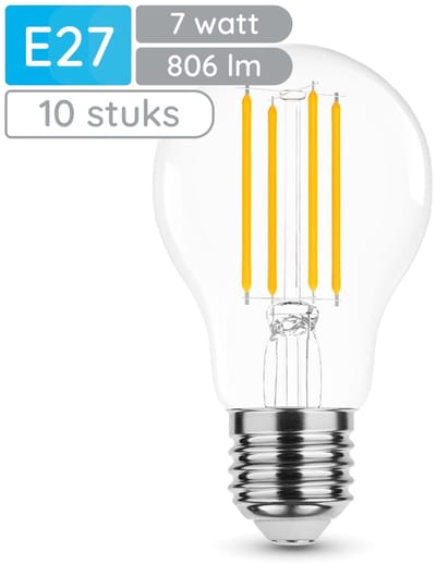Modee E27 LED Lamp 7W - 806lm - 2700K - Warm Wit - LED Filament Globe A60 - Vervangt 60W Halogeen Gloeilamp - 10 stuks
