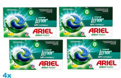 Ariel All-in-1 Pods Universal+ Touch of Lenor Unstoppables – 4 x 19 Wasbeurten - 4 Stuks