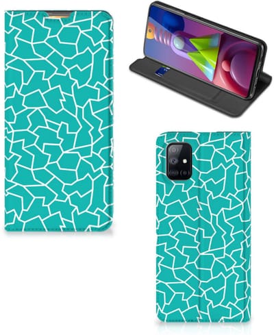 Samsung Galaxy M51 Bookcase Cracks Blue