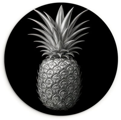 WallCircle® Wandcirkel 120x120 cm - Muurcirkel Ananas - Gedetailleerd - Bladeren - Muurdecoratie woonkamer - Wanddecoratie slaapkamer - Kamer decoratie accessoires - Ronde schilderijen XXL