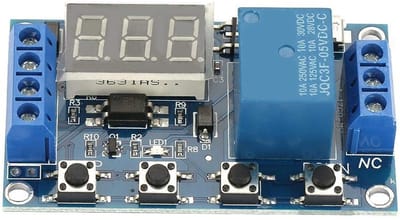 Dailygoody - Timer Relay Module - DC 6-30V - Instelbare Vertraging - LED Display - Tot 999 Minuten - Automatiseren - Voor Elektronische Toepassingen -