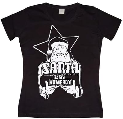 Hybris Dames-T-shirt 'Santa Is My Homeboy' Girly SH-5-12061-H4-9