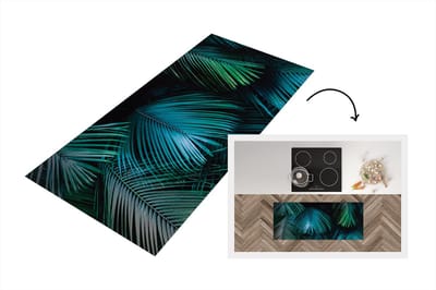 Keukenloper - Loper keuken - Jungle - Palmboom - Groen - Blauw - 120x50 cm - Keukenloper vinyl