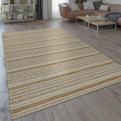 Paco Home Vloerkleed Beige Keuken Woonkamer, Gang Weefpatroon Strepen Rustiek Oosters Design 80x150 cm