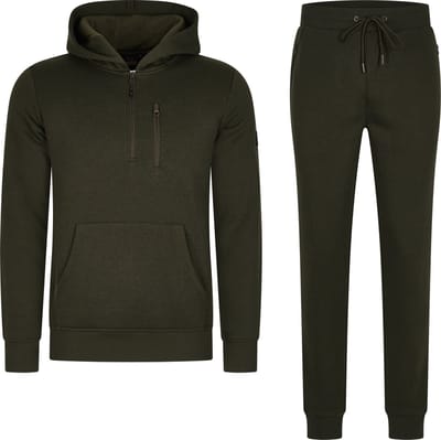 Mario Russo Trainingspak Achilles - Huispak - Joggingpak - Hoodie - Leger Groen - XXL
