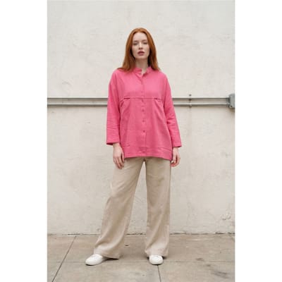 Overize Linnenmix Lange Mouwen Shirt