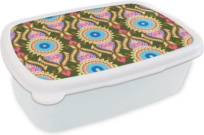 Broodtrommel Wit - Lunchbox Design - Orient - Retro - Brooddoos 18x12x6 cm - Brood lunch box - Broodtrommels voor kinderen en volwassenen