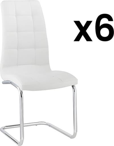 Vente-unique Set van 6 stoelen NADYA - Kunstleer - Wit