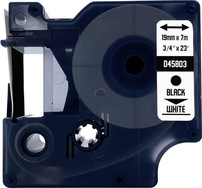 DULA Dymo D1 45803 - S0720830 - Compatible label tape - 1 lettertape - Zwart op wit - 19mm x 7m