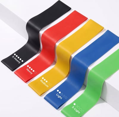 Weerstandsband - set van 5 - verschillende kleuren - fitness - yoga - gym - stretch elastiek - resistance band - verschillende standen - ATHLIX