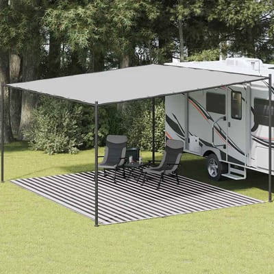 vidaXL - Tenttapijt - 400x500 - cm - HDPE - antracietkleurig - en - wit
