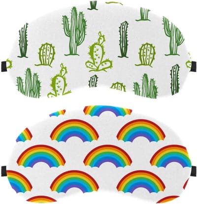 Slaapmasker Set - Oogmasker - Ontspannen Slapen - Volledige Lichtblokkering - 2 Stuks - Regenboogpatroon