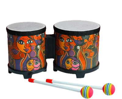 Kinder Bongo's - Handtrommel Speelgoed - Muziek Leren - Dubbele Trommel - 31 cm - Menselijk gezicht