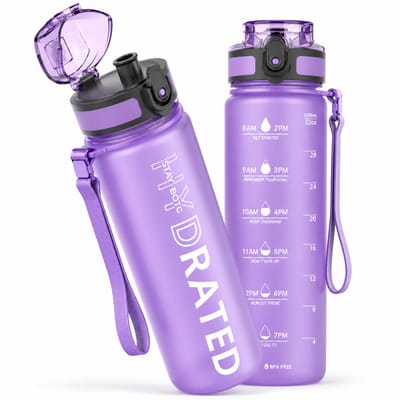 BOTC Waterfles - 1000ml - BPA vrij - Tritan - Waterfles met tijdmarkering - Paars