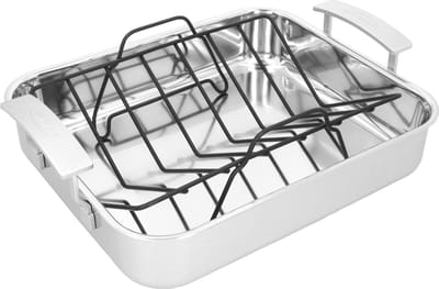 Demeyere Industry 5 XL Braadslede - 39x33cm / 8l - Met rooster - 5-laags RVS - Silvinox