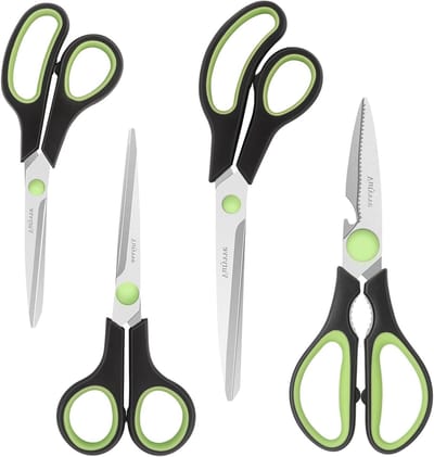 Multifunctionele Keukenschaar Set van 4, RVS Scharen met Zachte Handgreep, Ideaal voor Snijden en Knippen in de Keuken