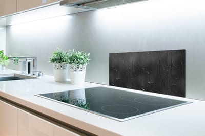 Spatscherm Keuken - Kookplaat Achterwand - Spatwand Fornuis - 60x30 cm - Verf - Zwart - Patronen - Aluminium - Wanddecoratie - Muurbeschermer - Hittebestendig