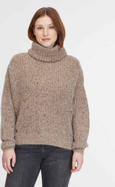 Ragwear Trui Nophie bruin gebreid met col - maat M