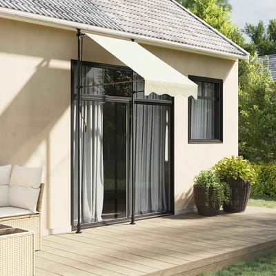 vidaXL - Luifel - uittrekbaar - 100x150 - cm - stof - en - staal - crèmekleurig