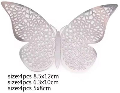 Actie4you® - 3D Vlinder Stickers - 12 stuks – Muurdecoratie - Decoratie voor kinderkamer & babykamer - Vlinders - Muurvlinder - Wanddecoratie - Driedimensionaal - Muur stickers – Zilver