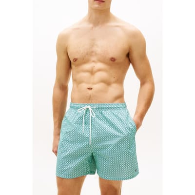 Tommy Hilfiger Medium Drawstring Print Swim Trunk Mini H Geo Artic Aqua Größe: S | Badehosen Outlet | Herren | Cyan