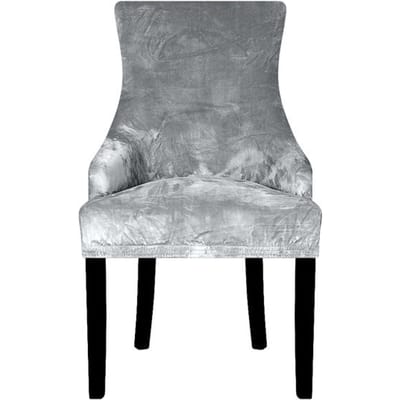 Echt Velours Stof Schuin Armleuning Stoelhoes Grote Maat Vleugelrug Koningsrug Stoelhoezen Zithoezen Voor Hotel Feest Banket Thuis 1 Piece gray