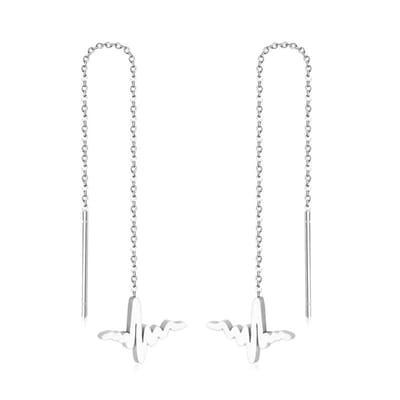 Aramat Jewels | Oorhangers | Prachtige Stalen Hartslag ketting oorbellen | Zilverkleurig | | | | Kinderen, Volwassenen | Verkleurd niet