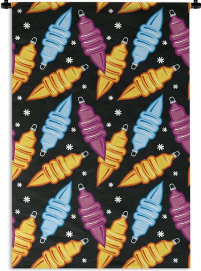 Wandkleed - Wanddoek - Kerst - Patronen - Lamp - 60x90 cm - Wandtapijt