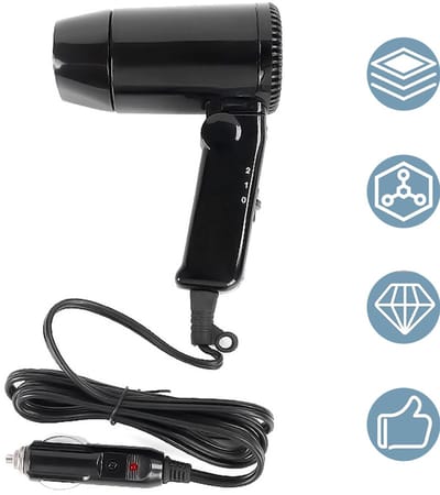 12V Auto-Föhn - Multifunctionele Handföhn - Geschikt Voor Gebruik Buitenshuis en In De Auto - Zwart