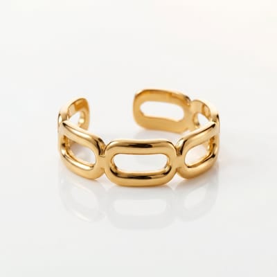 Lundholm Luxe Ring Dames Goud Kleurig - Een maat Verstelbaar one size - Premium Stainless Steel - aesthetic ring sieraad - Gold Plated Ringen Dames Verguld - Jane Serie - Scandinavisch Design
