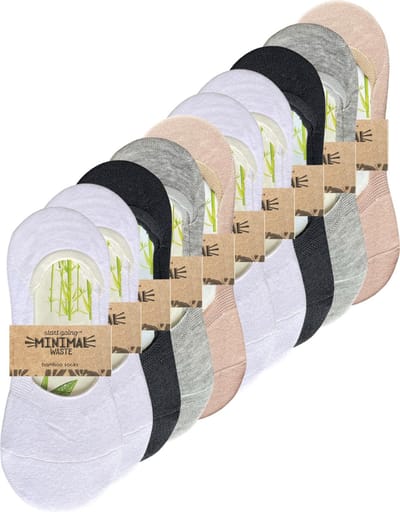 green-goose® Bamboe Ballerina Sokken - Maat 35-39 - 10 Paar - Zwart, Wit, Beige, Grijs - 85% Bamboe - Zacht, Ademend en Duurzaam!