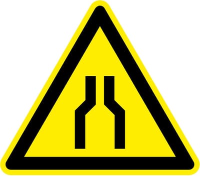 Waarschuwingssticker wegversmalling 100 mm