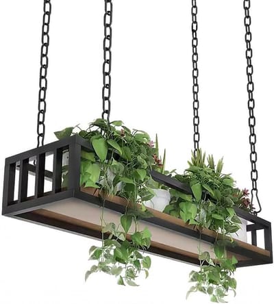 Plantenhangers Binnen - Wandrek Mand - Decoratie Ophangen - Verstelbare Ketting - 60 cm Lengte - Zwart